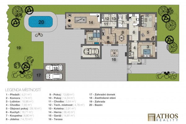 RD SE ZAHRADOU A BAZÉNEM V KOMOŘANECH NA MORAVĚ