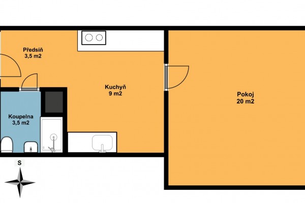 Pronájem bytu 1+1, ul. Husovická, Brno – sever