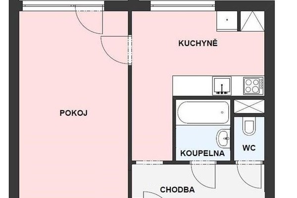 Pronájem bytu 1+1 s balkonem, Brno – Lesná, ul. Fillova